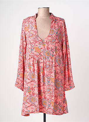 Robe mi-longue imprimé fantaisie manches longues orange SINOE BY BAMBOO'S femme