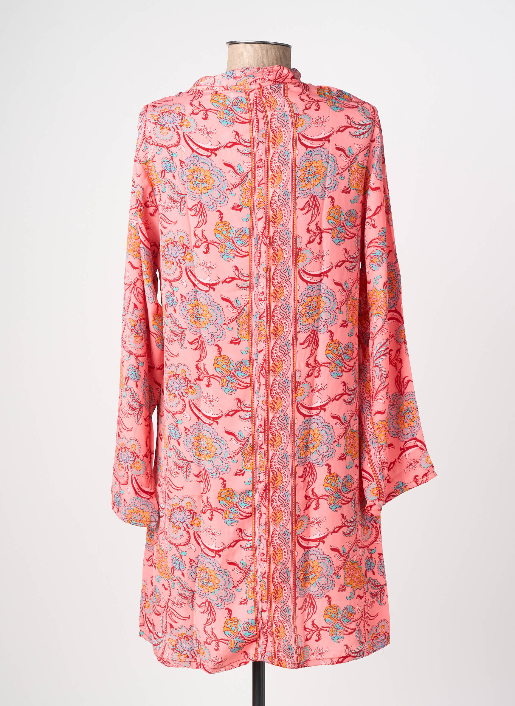 Robe mi-longue imprimé fantaisie manches longues orange SINOE BY BAMBOO'S femme