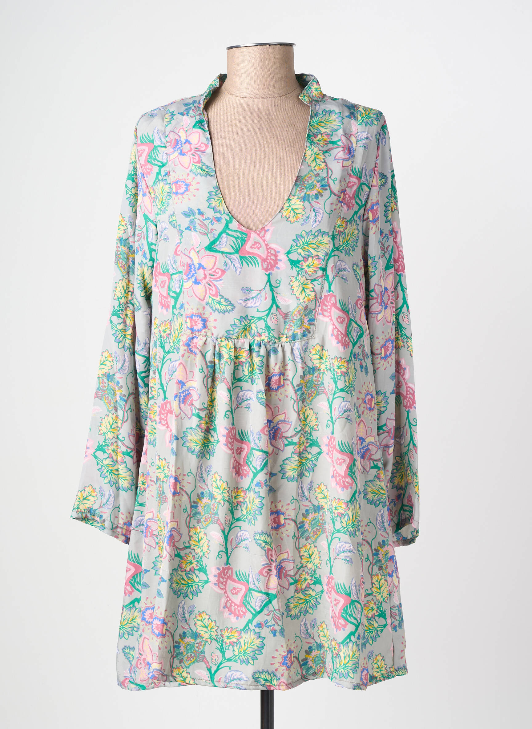 Robe mi-longue imprimé fantaisie manches longues gris SINOE BY BAMBOO'S femme