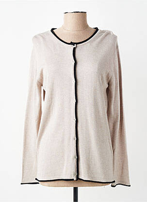 Gilet manches longues col rond beige BRUNO SAINT HILAIRE femme