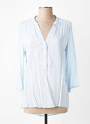 Blouse tissage popeline manches 3/4 bleu BETTY BARCLAY femme