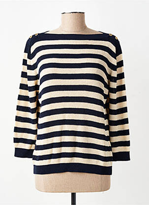 Pull col bateau manches 3/4 bleu MARIA BELLENTANI femme