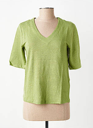 T-shirt col v manches courtes vert YERSE femme