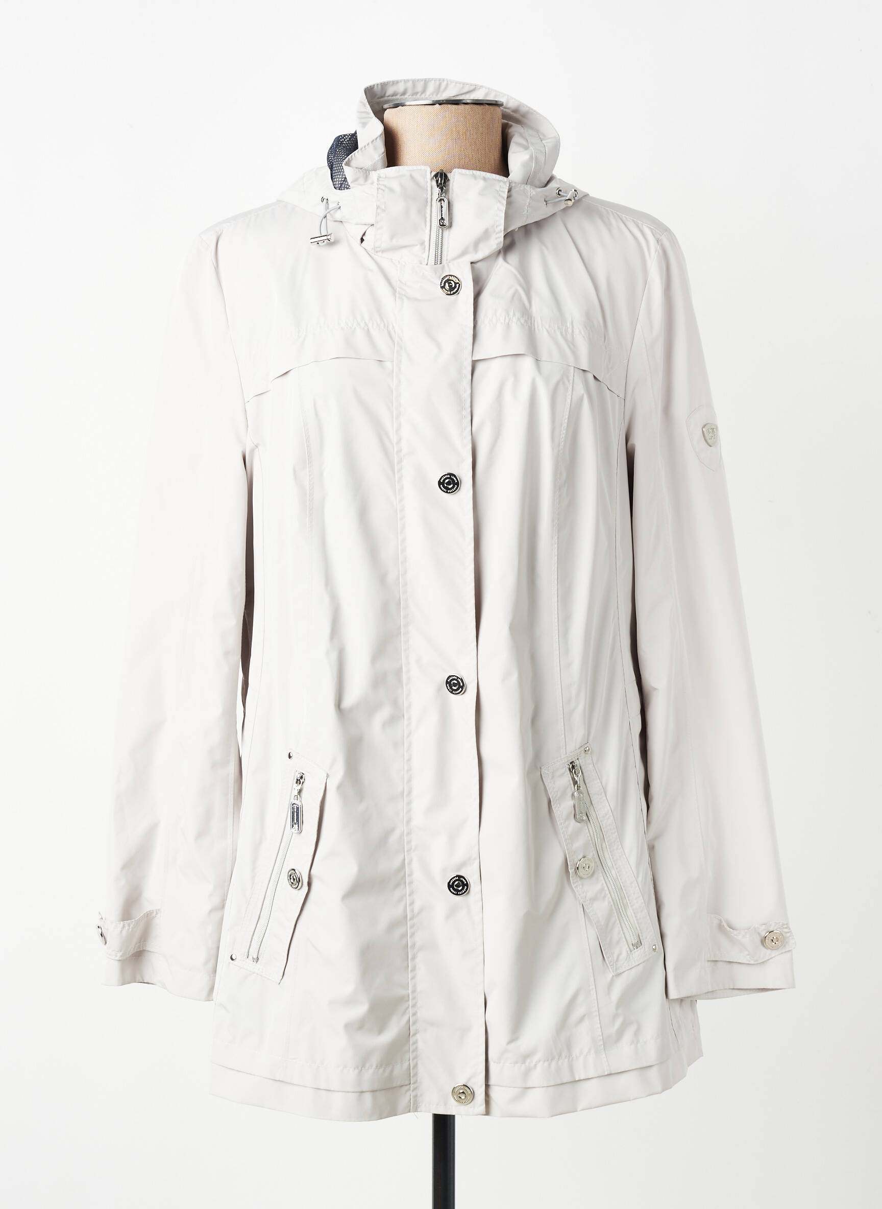 Imperméable poignets pressionnés a capuche gris BARBARA LEBEK femme
