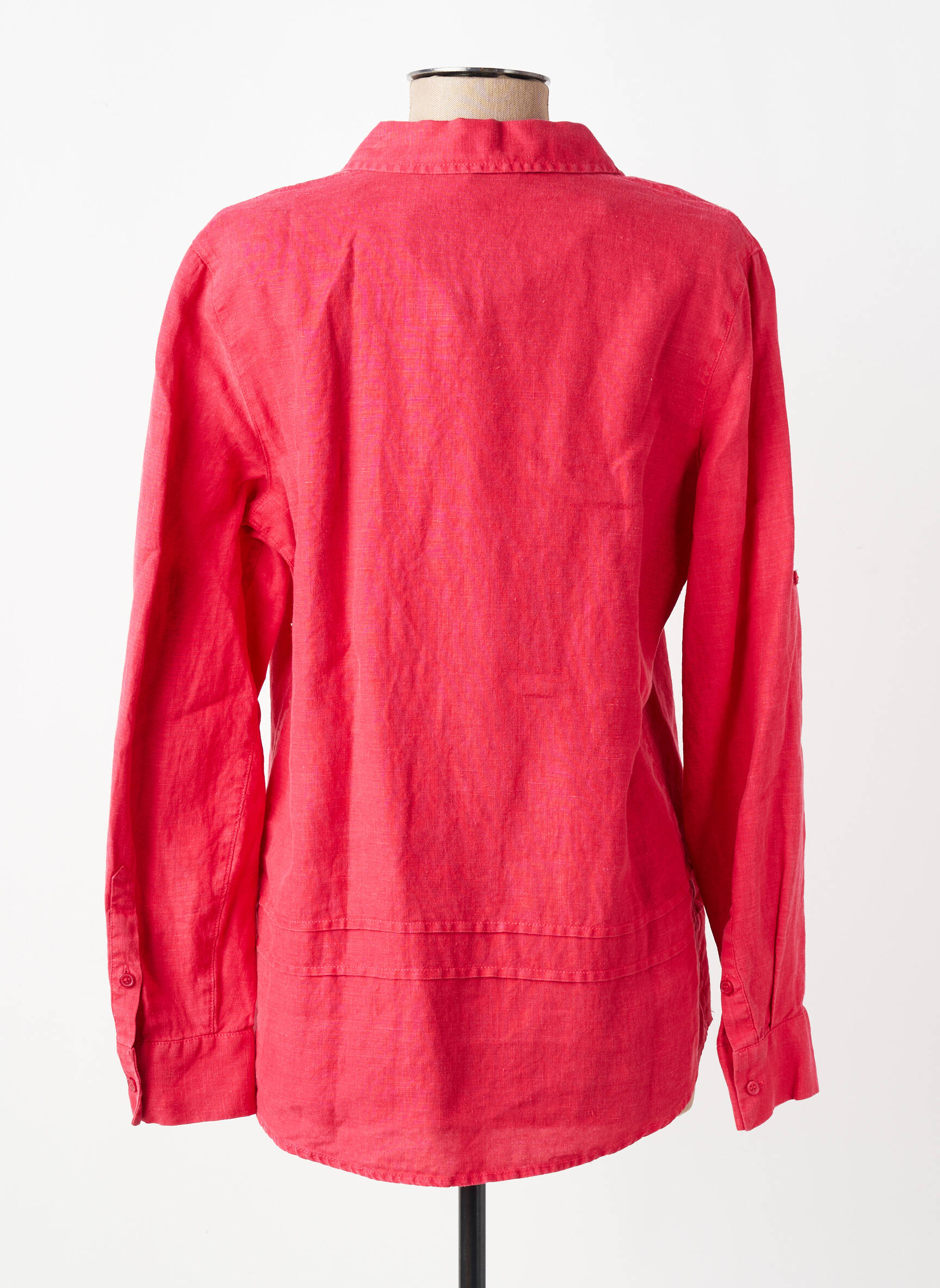 Blouse poignets boutonnés avec fente manches longues rouge BARBARA LEBEK femme