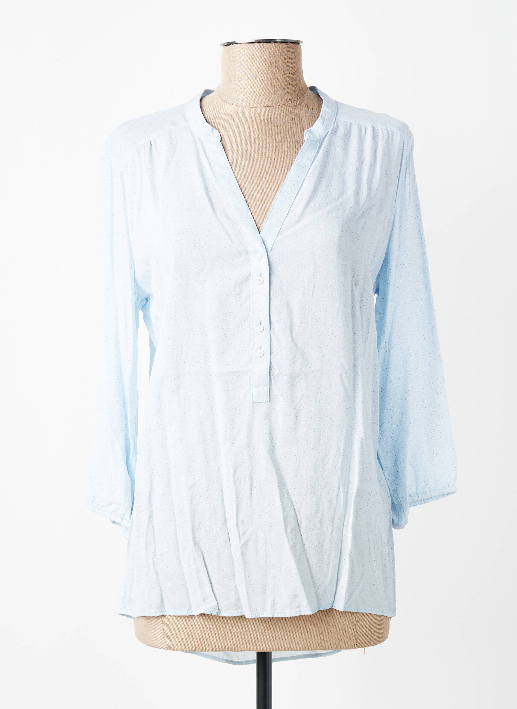 Blouse tissage popeline manches 3/4 bleu BETTY BARCLAY femme