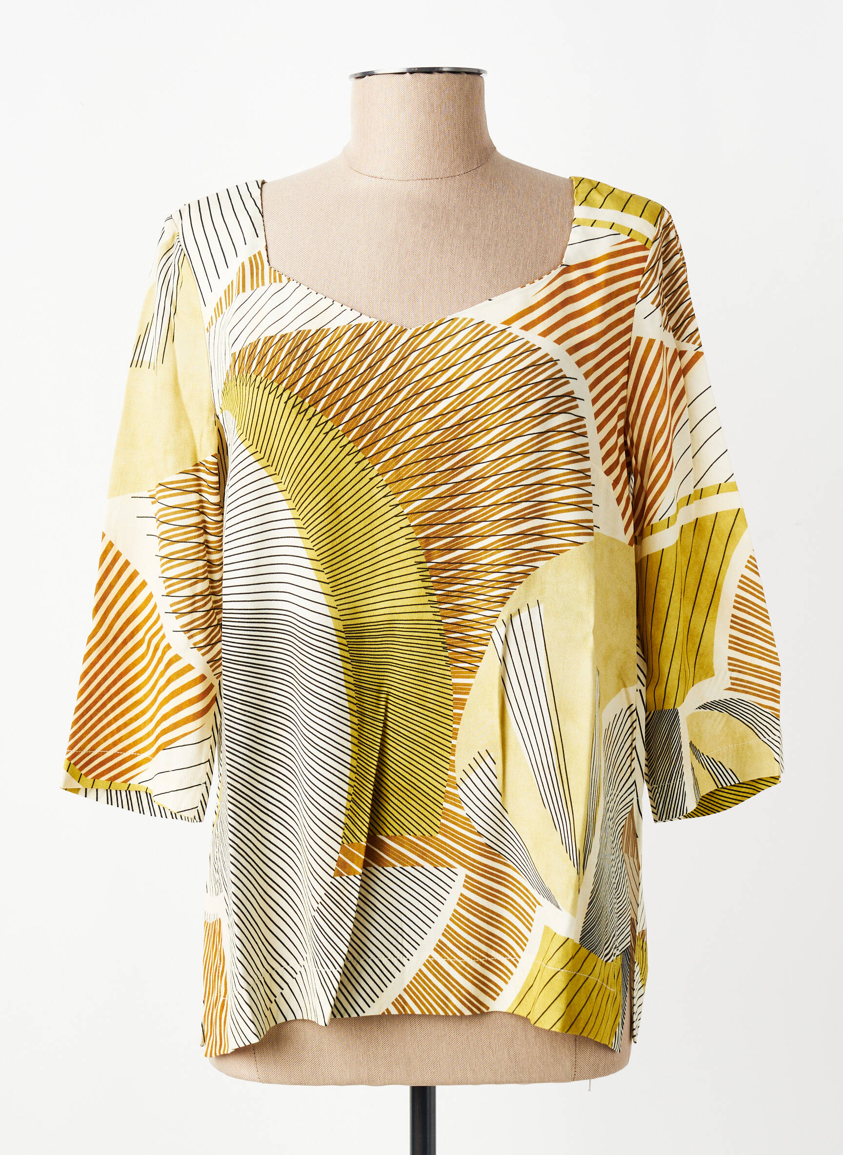 Blouse col rond manches 3/4 vert MARIA BELLENTANI femme