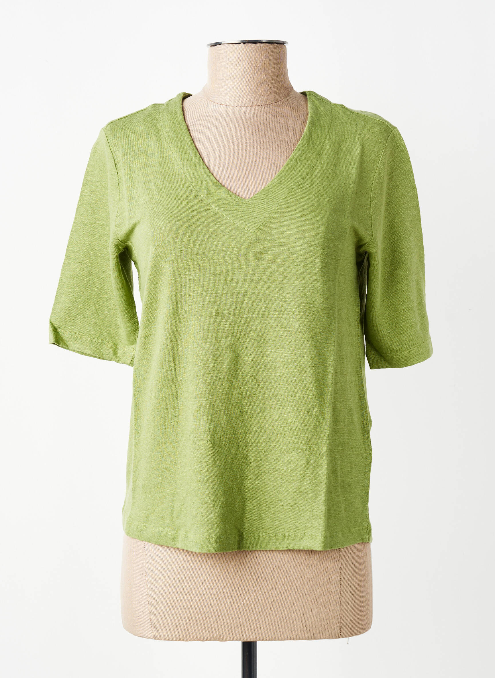 T-shirt col v manches courtes vert YERSE femme