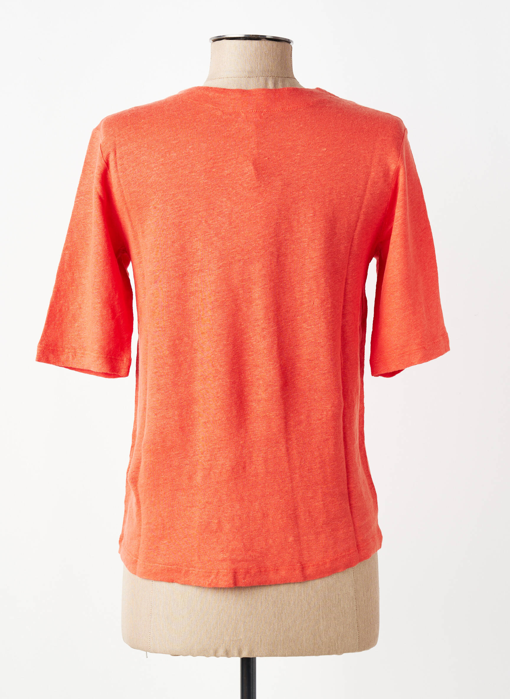 T-shirt col v manches courtes orange YERSE femme
