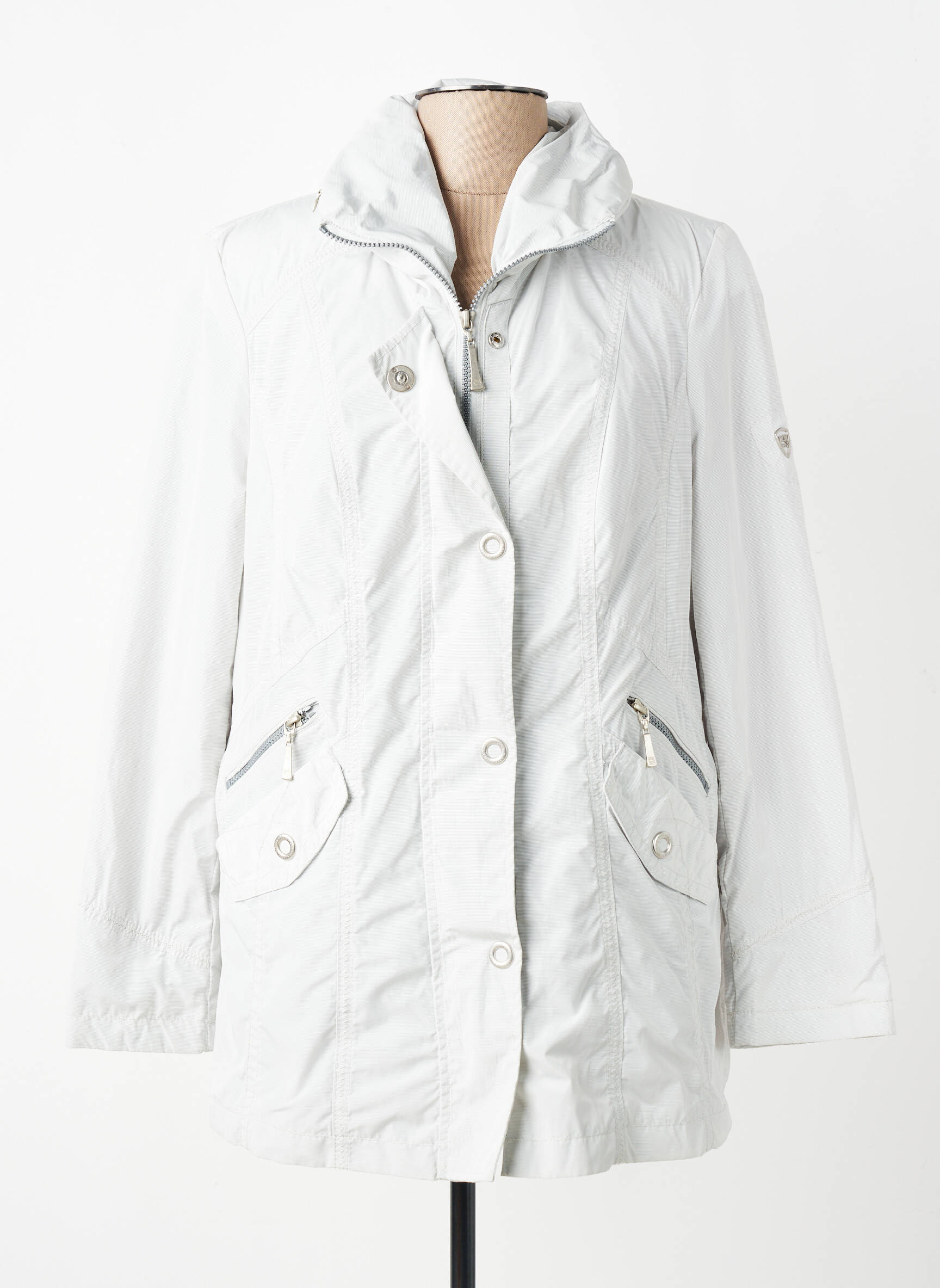 Imperméable manches longues sans capuche gris BARBARA LEBEK femme