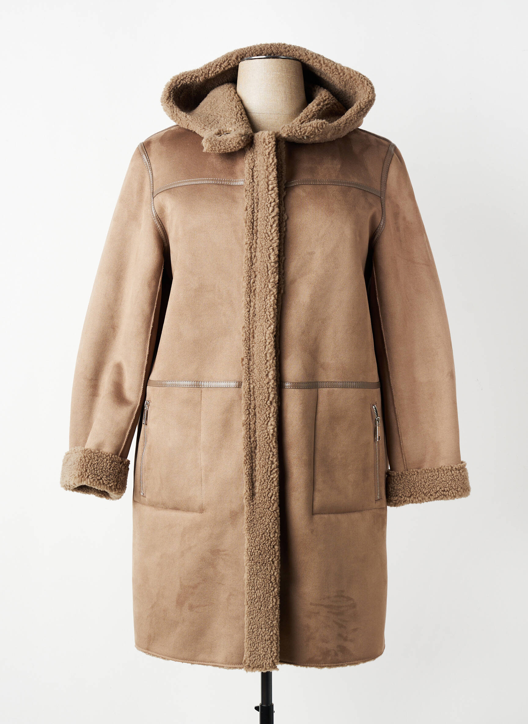 Manteau long a capuche a capuche marron RINO & PELLE femme