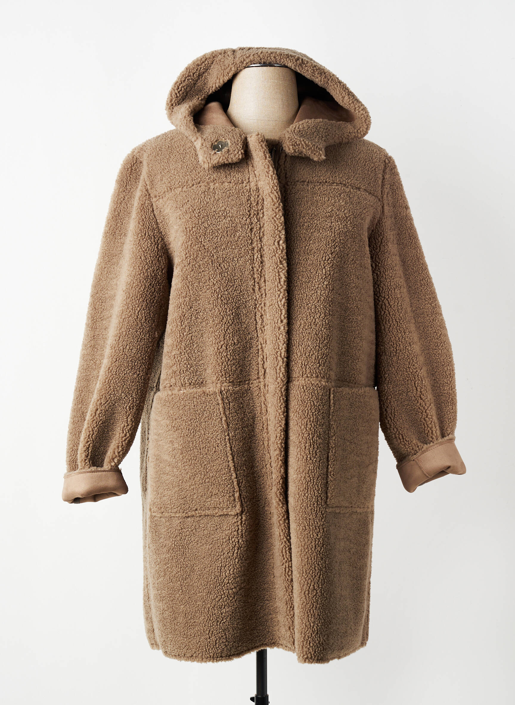 Manteau long a capuche a capuche marron RINO & PELLE femme