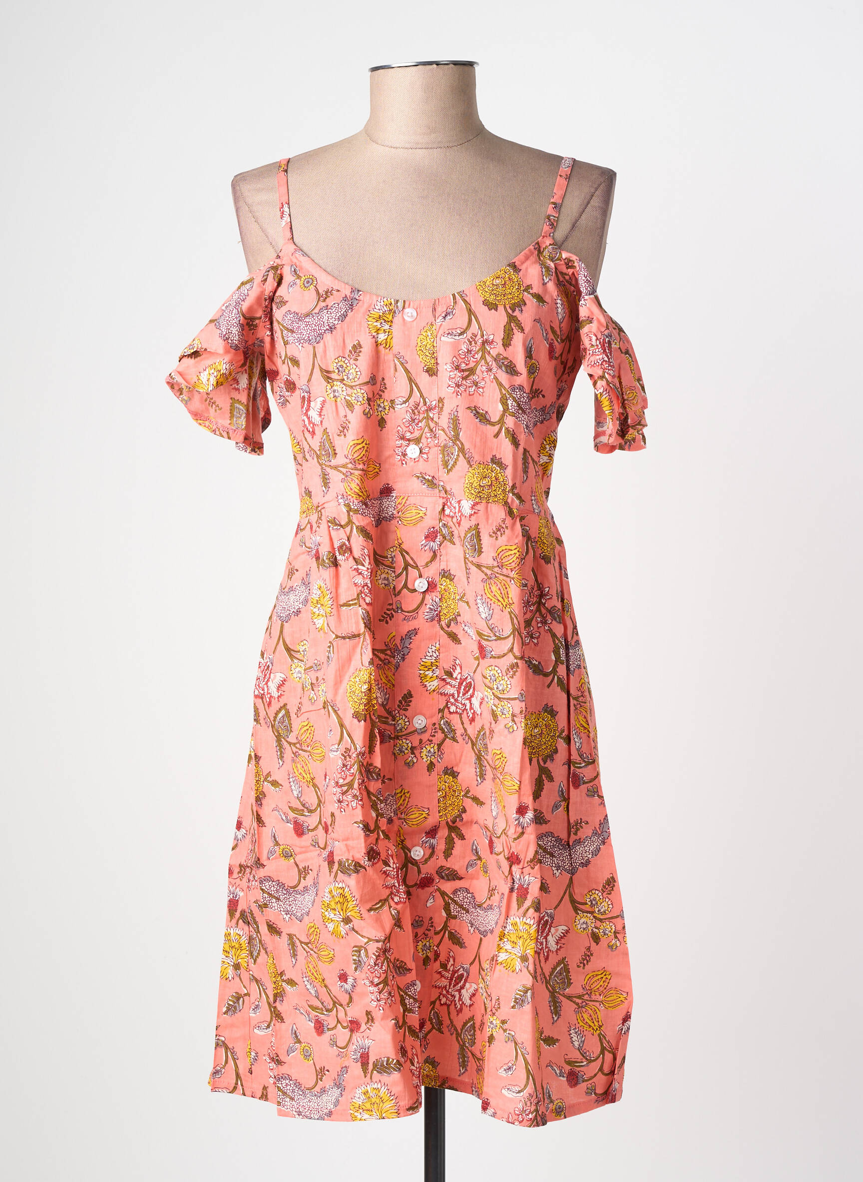 Robe courte manches courtes manches courtes orange SINOE BY BAMBOO'S femme