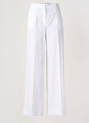 Pantalon large tissage popeline taille haute blanc MARIA BELLENTANI femme