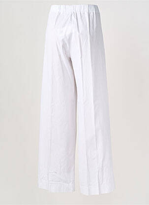 Pantalon large tissage popeline taille haute blanc MARIA BELLENTANI femme