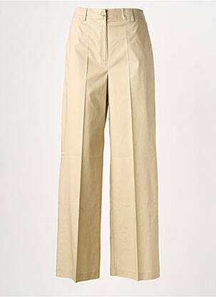 Pantalon large tissage popeline taille haute beige MARIA BELLENTANI femme