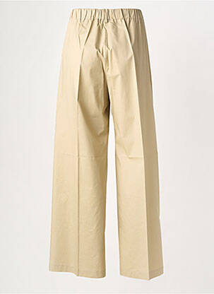 Pantalon large tissage popeline taille haute beige MARIA BELLENTANI femme