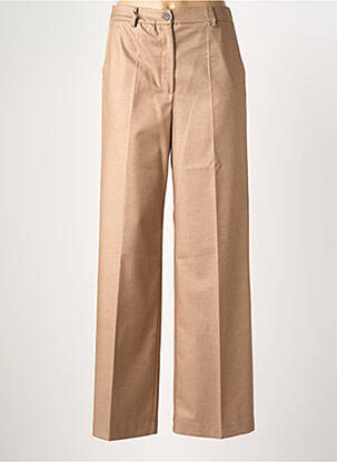 Pantalon large fermeture zippée sous rabat boutonné taille haute marron MARIA BELLENTANI femme
