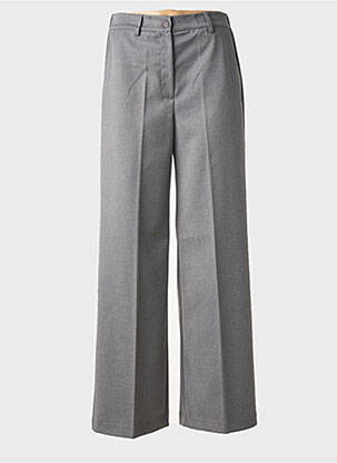 Pantalon large fermeture zippée sous rabat boutonné taille haute gris MARIA BELLENTANI femme