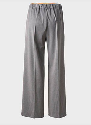 Pantalon large fermeture zippée sous rabat boutonné taille haute gris MARIA BELLENTANI femme
