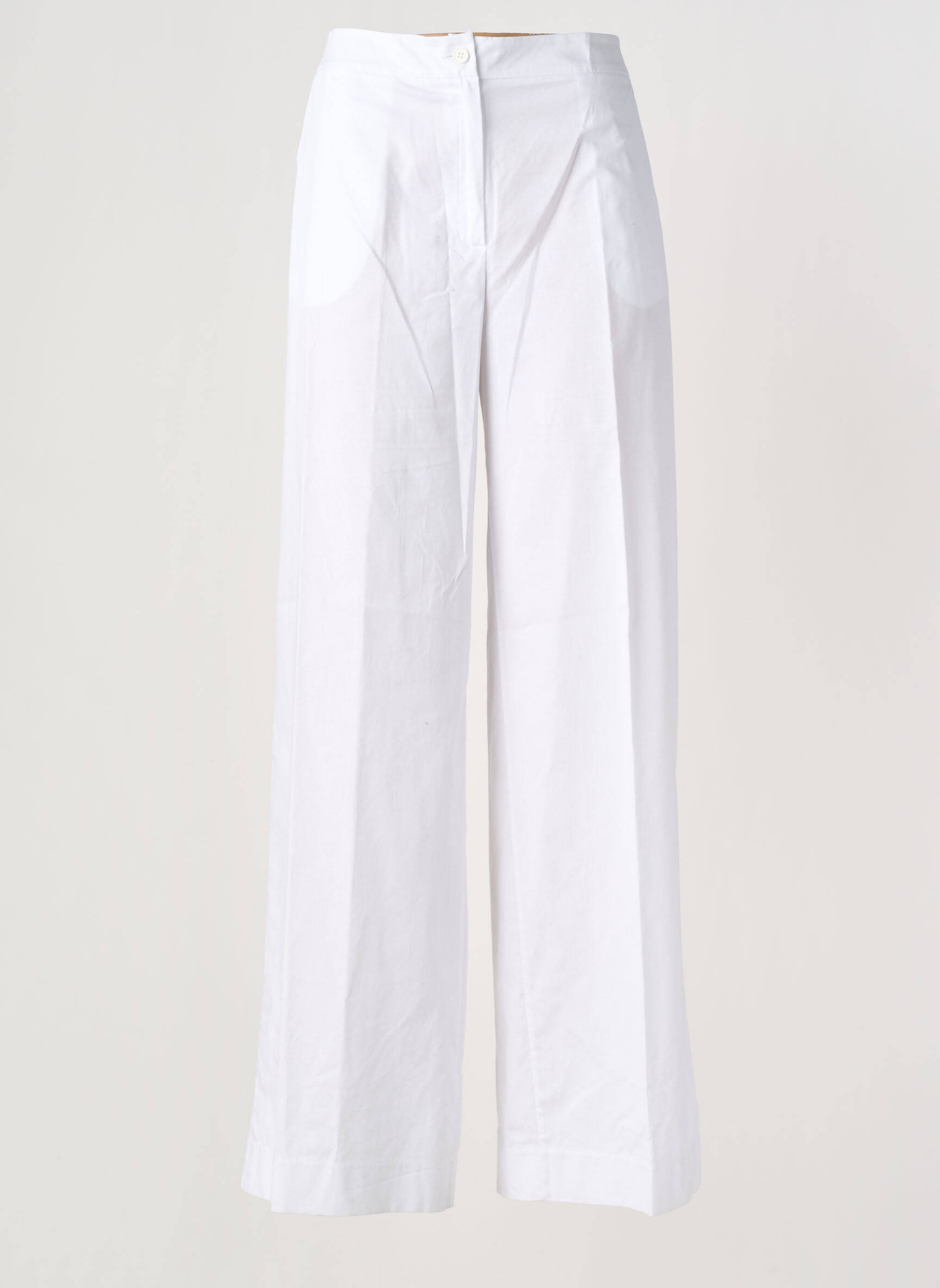 Pantalon large tissage popeline taille haute blanc MARIA BELLENTANI femme
