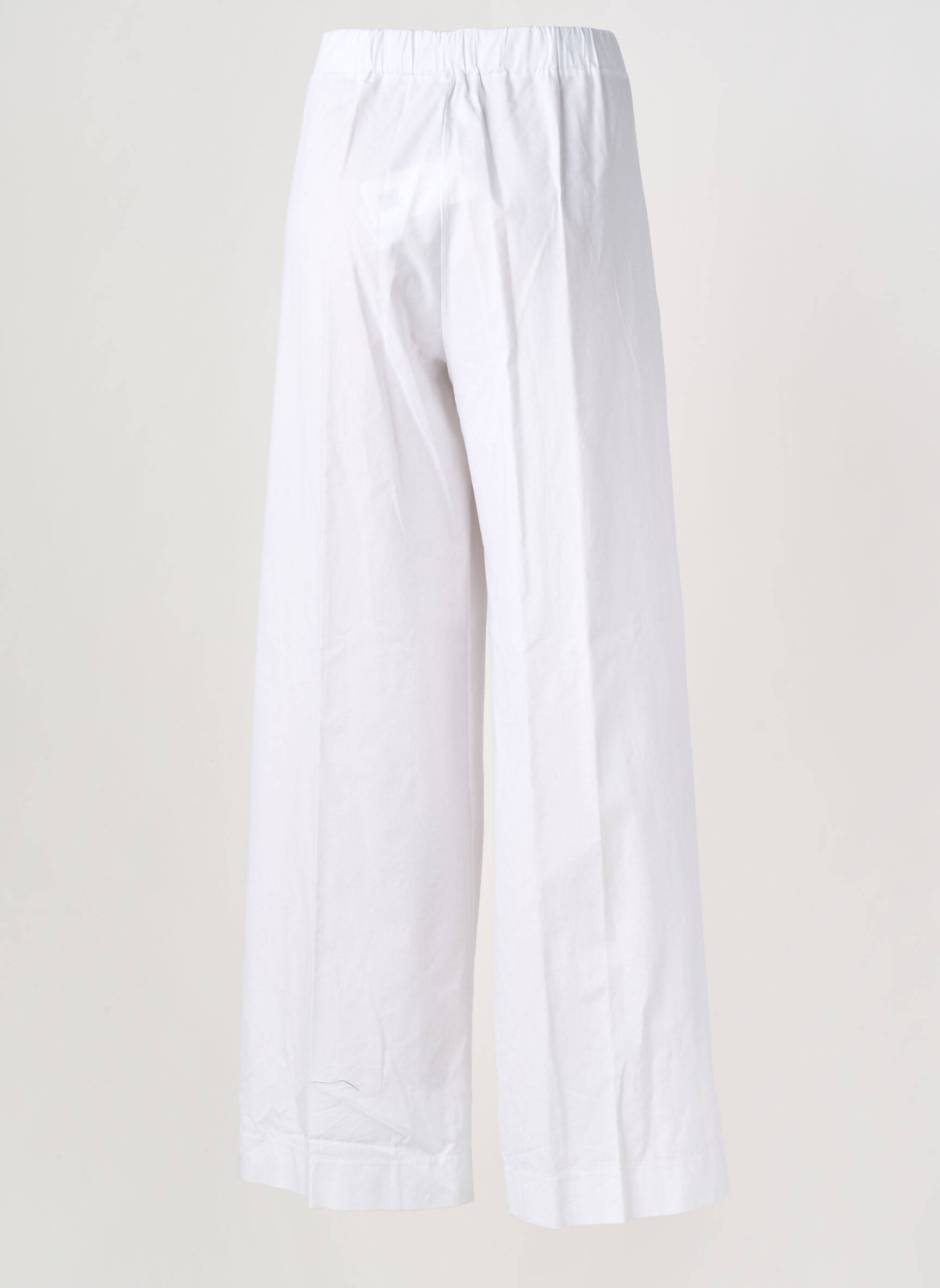 Pantalon large tissage popeline taille haute blanc MARIA BELLENTANI femme