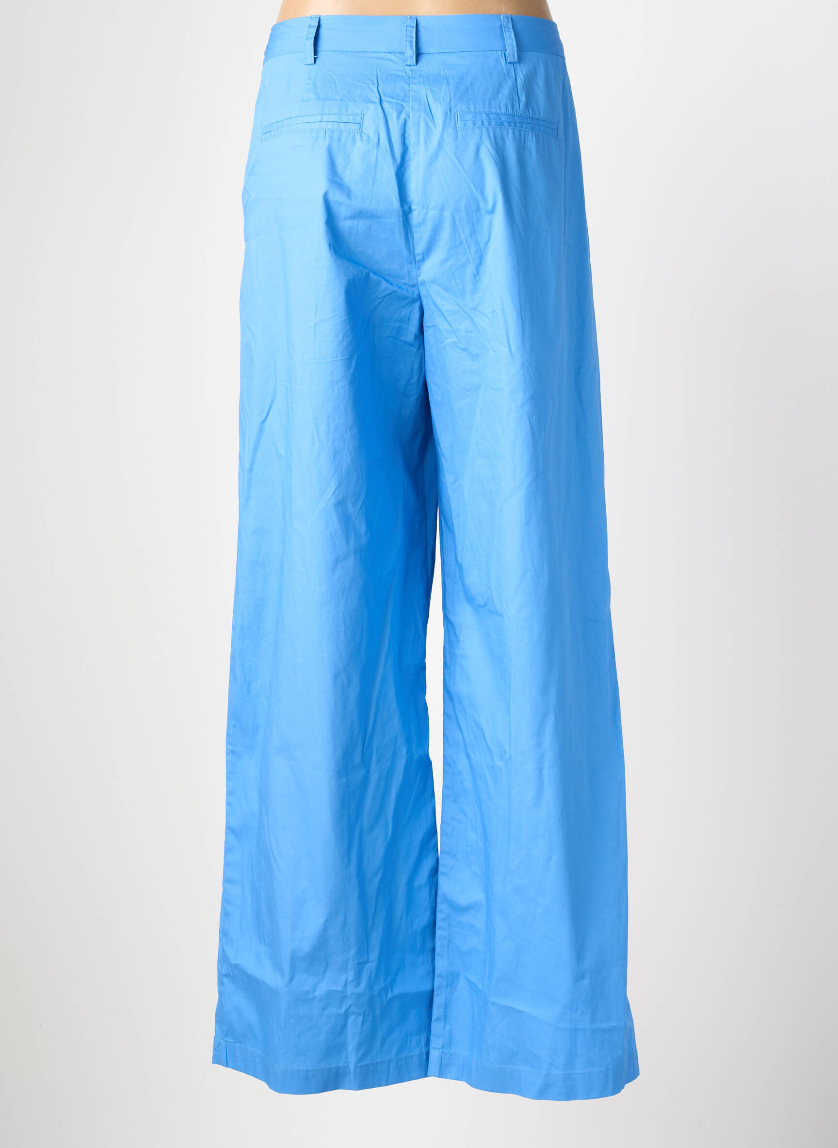Pantalon large tissage popeline taille haute bleu YERSE femme