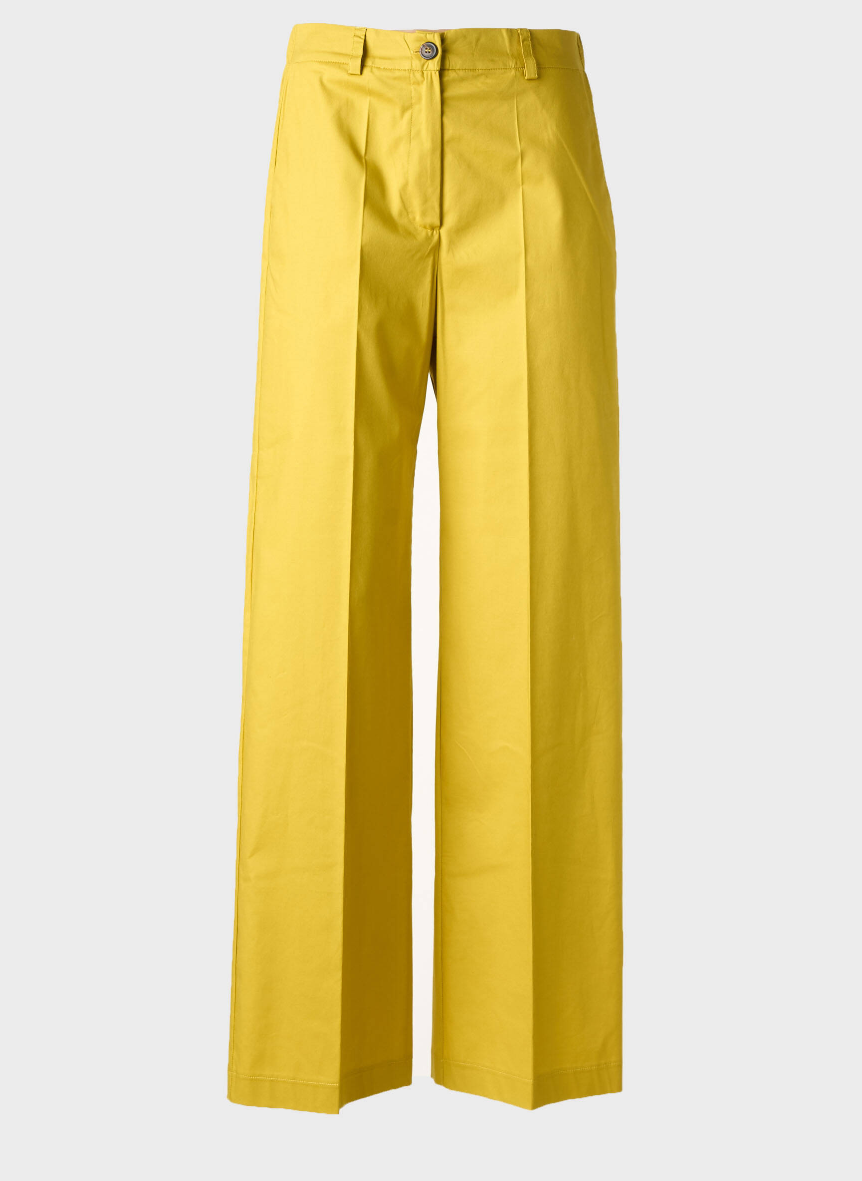 Pantalon large tissage popeline taille haute vert MARIA BELLENTANI femme