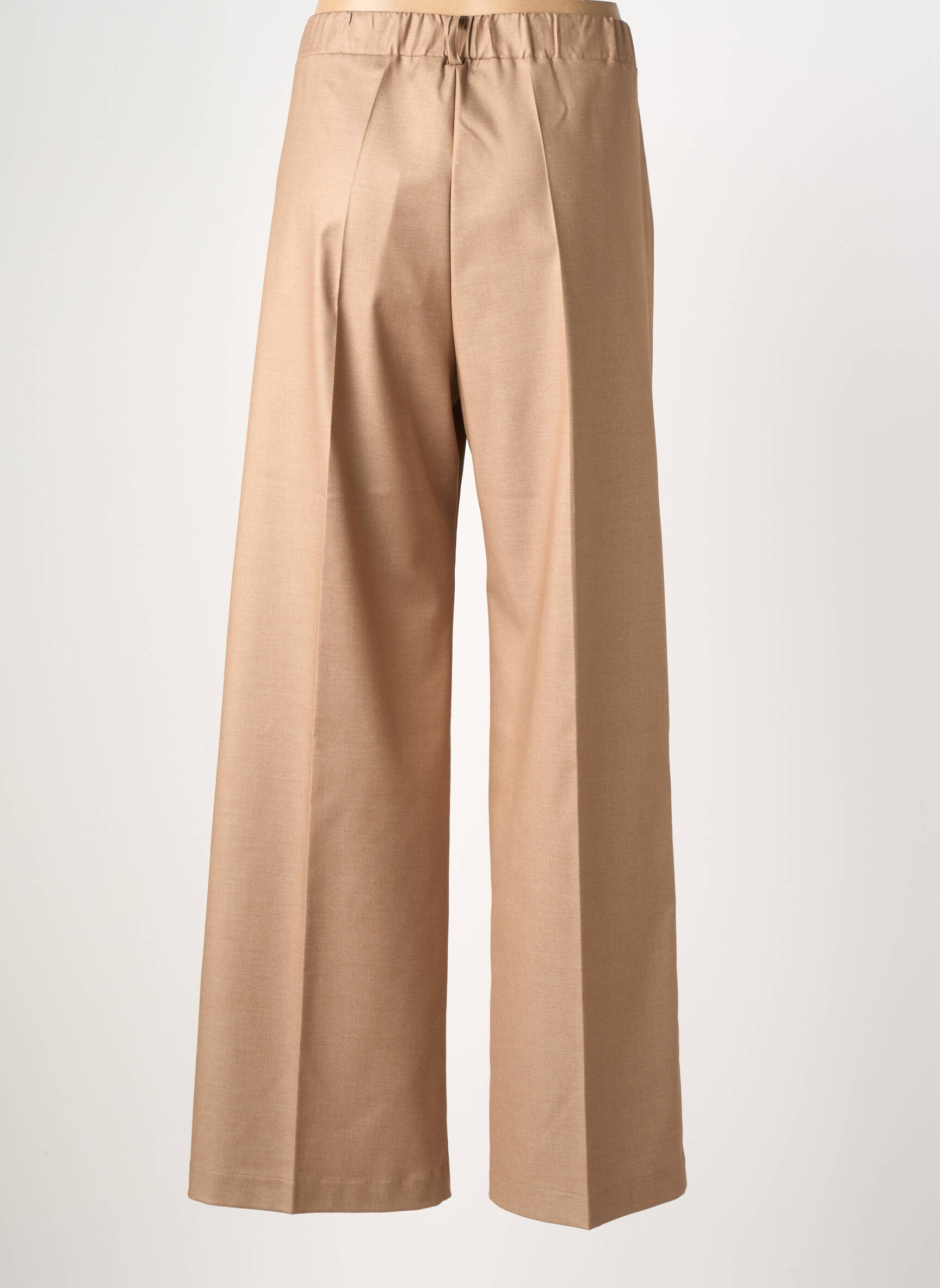 Pantalon large fermeture zippée sous rabat boutonné taille haute marron MARIA BELLENTANI femme