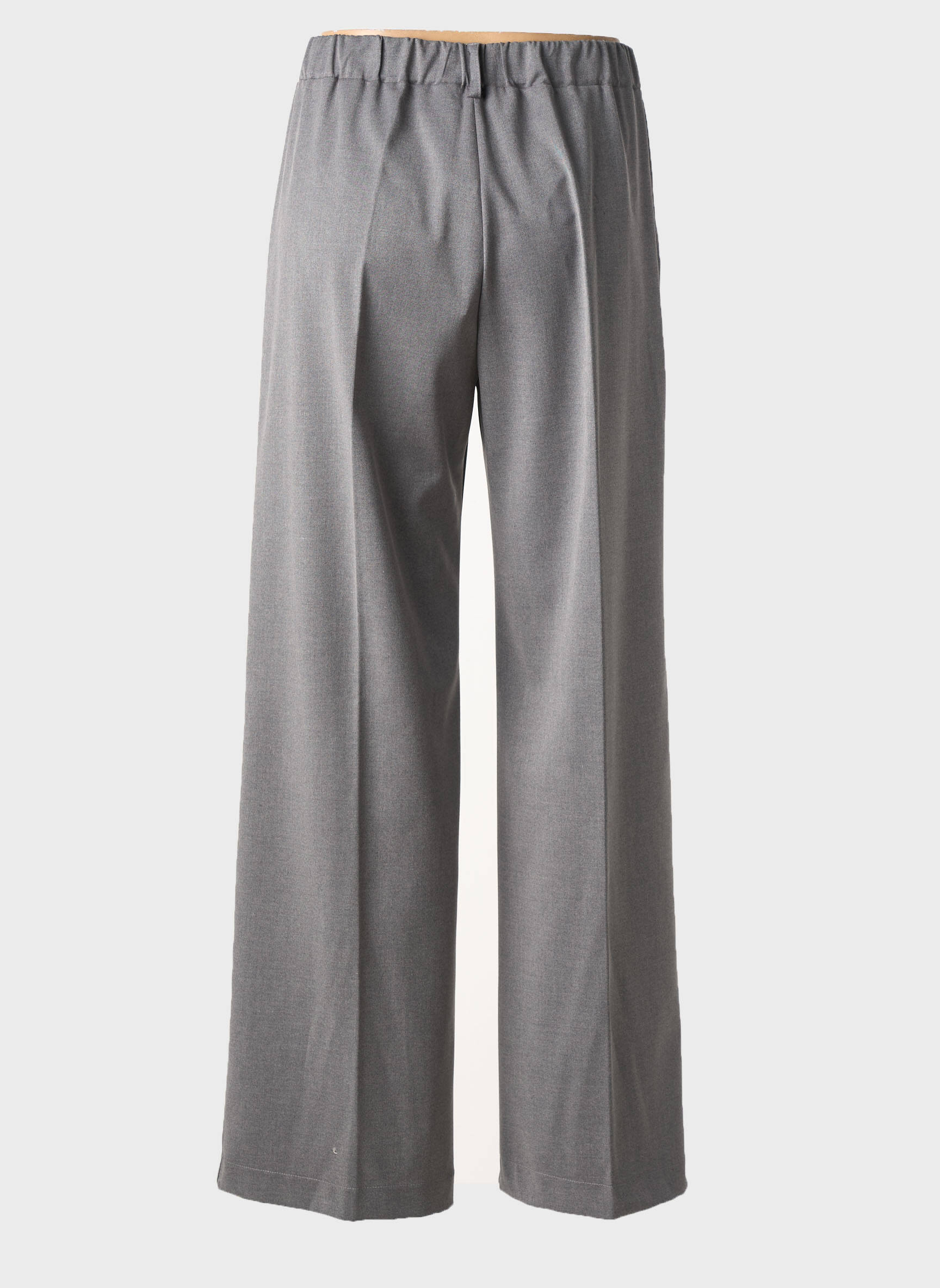 Pantalon large fermeture zippée sous rabat boutonné taille haute gris MARIA BELLENTANI femme