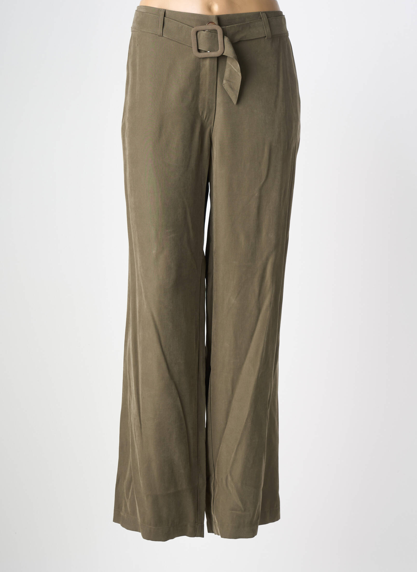 Pantalon large fermeture zippée sous rabat boutonné taille normale vert LE PETIT BAIGNEUR femme