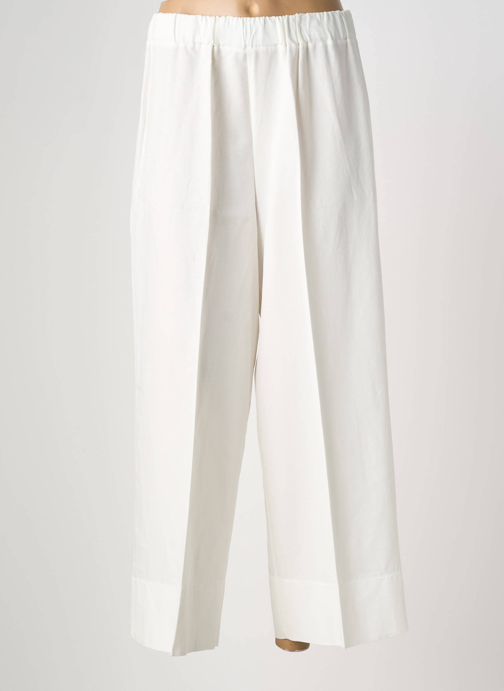 Pantalon large fermeture zip latéral taille normale blanc MARIA BELLENTANI femme