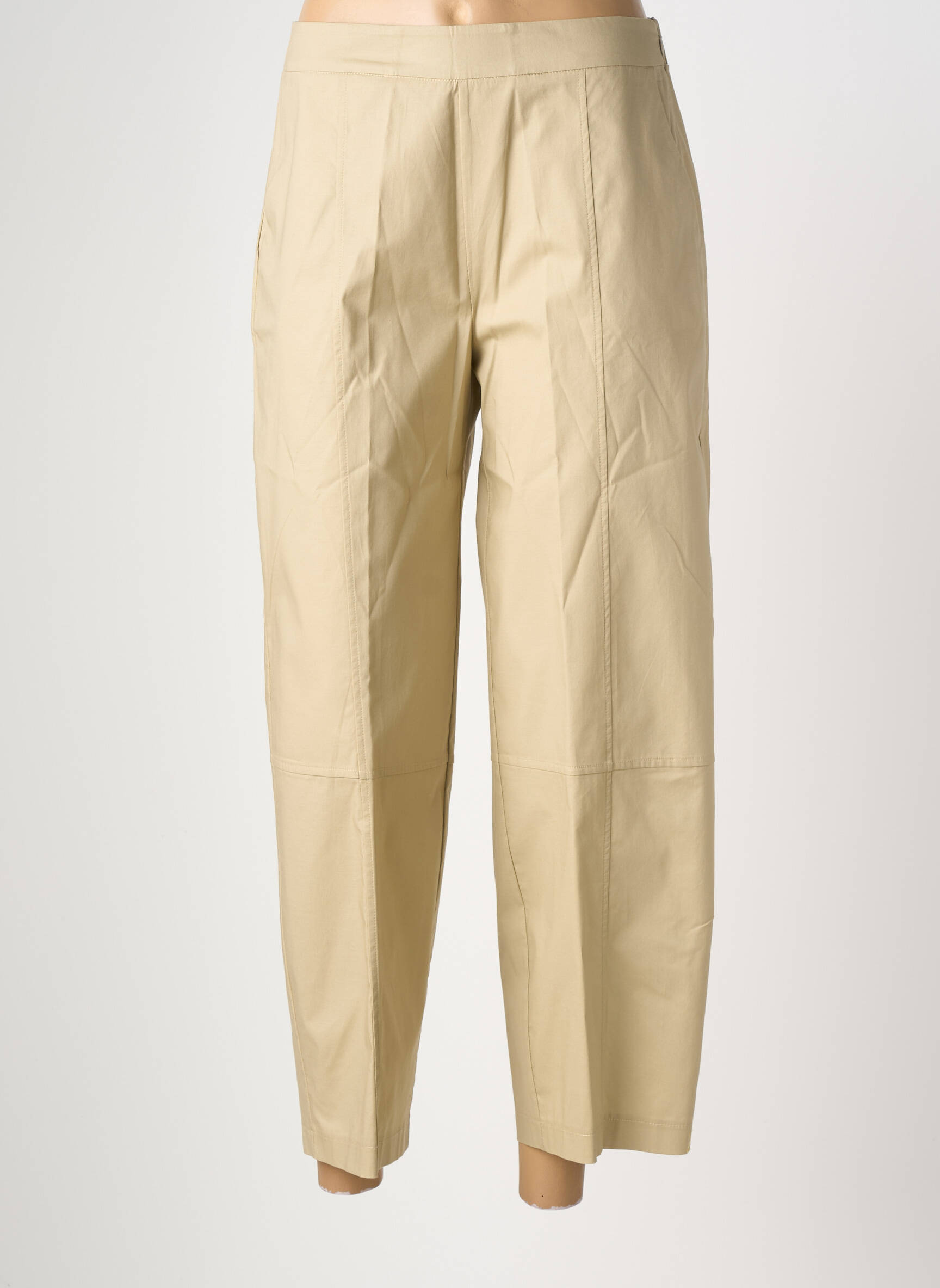 Pantalon 7/8 taille haute taille haute beige MARIA BELLENTANI femme