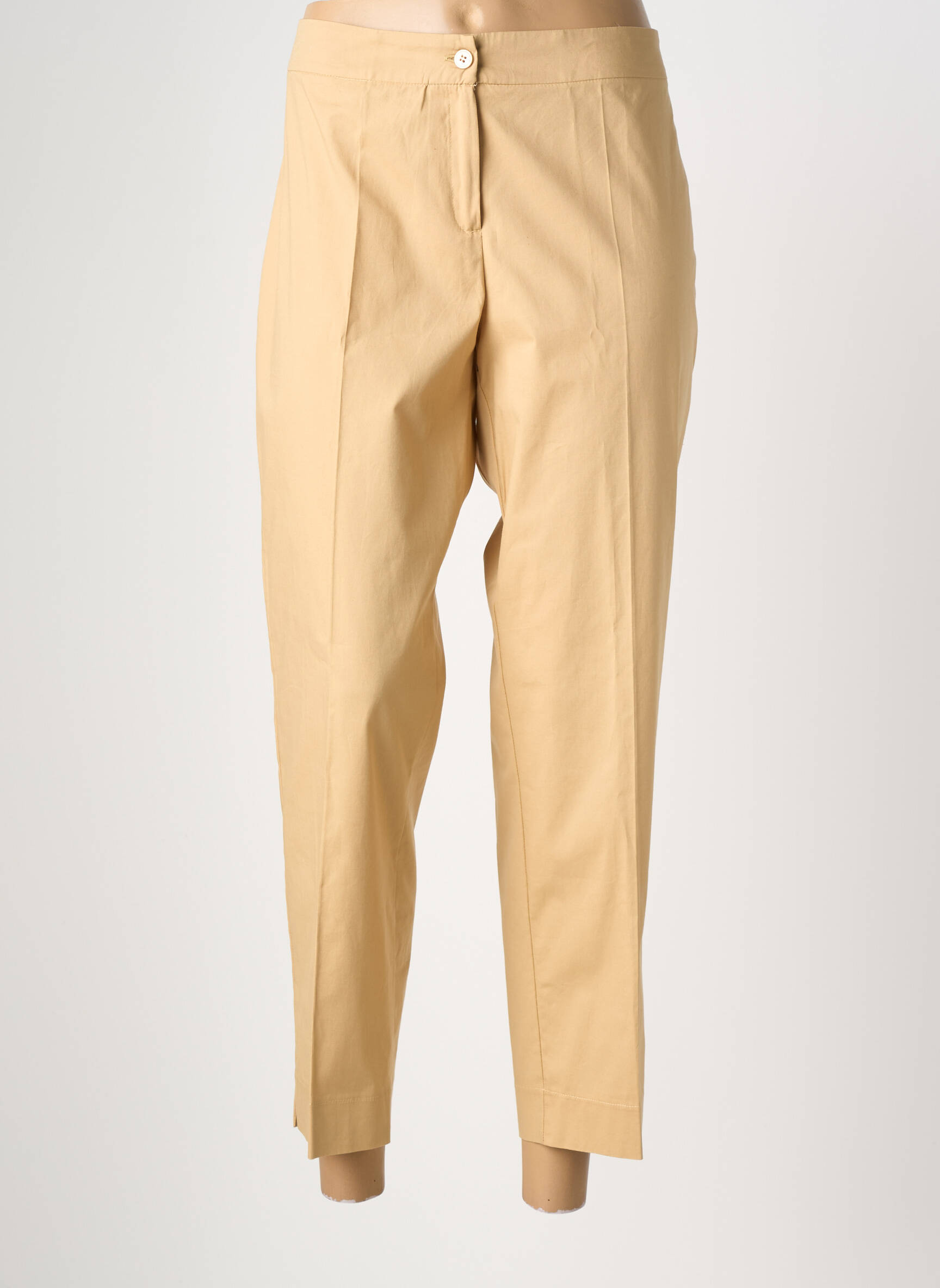 Pantalon 7/8 tissage popeline taille normale beige MARIA BELLENTANI femme