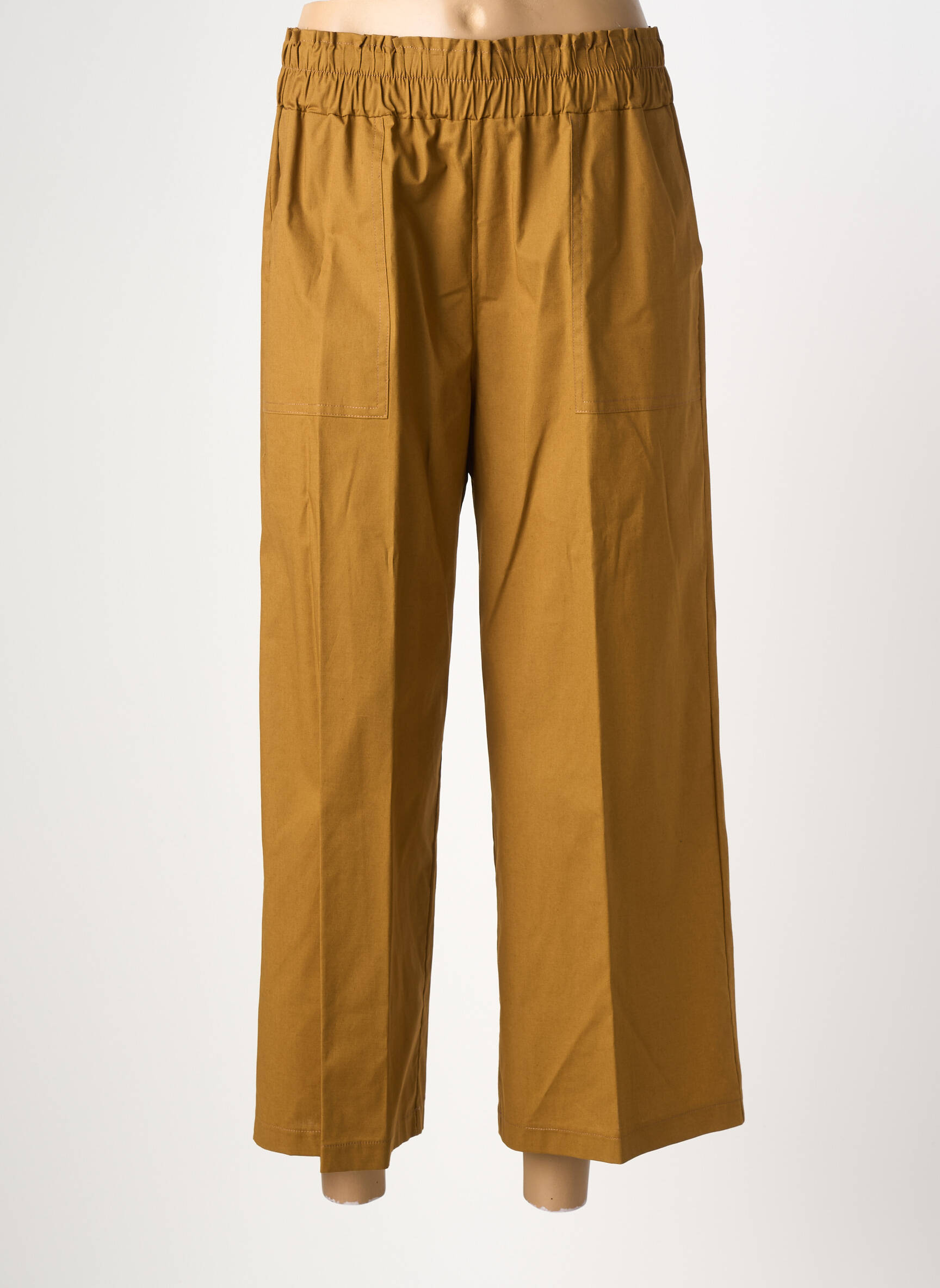 Pantalon 7/8 tissage popeline taille normale marron MARIA BELLENTANI femme
