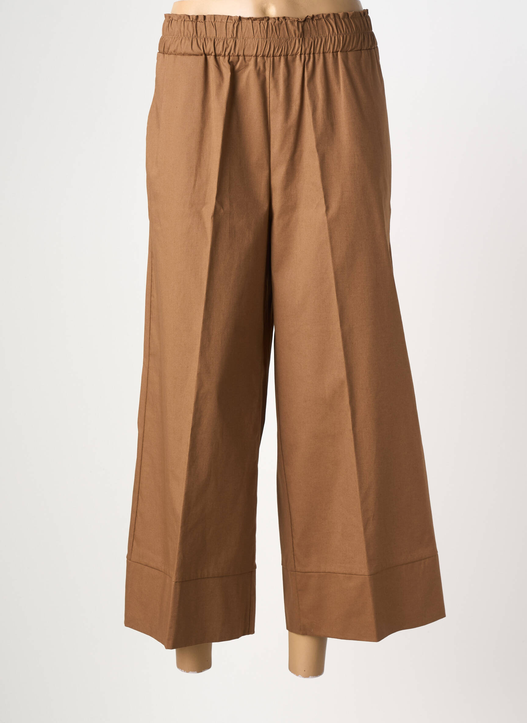 Pantalon 7/8 taille haute taille haute marron MARIA BELLENTANI femme