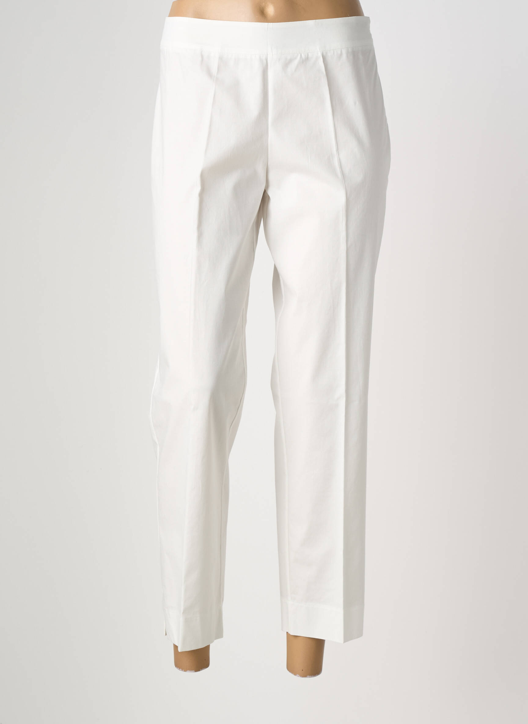 Pantalon 7/8 tissage popeline taille normale blanc MARIA BELLENTANI femme