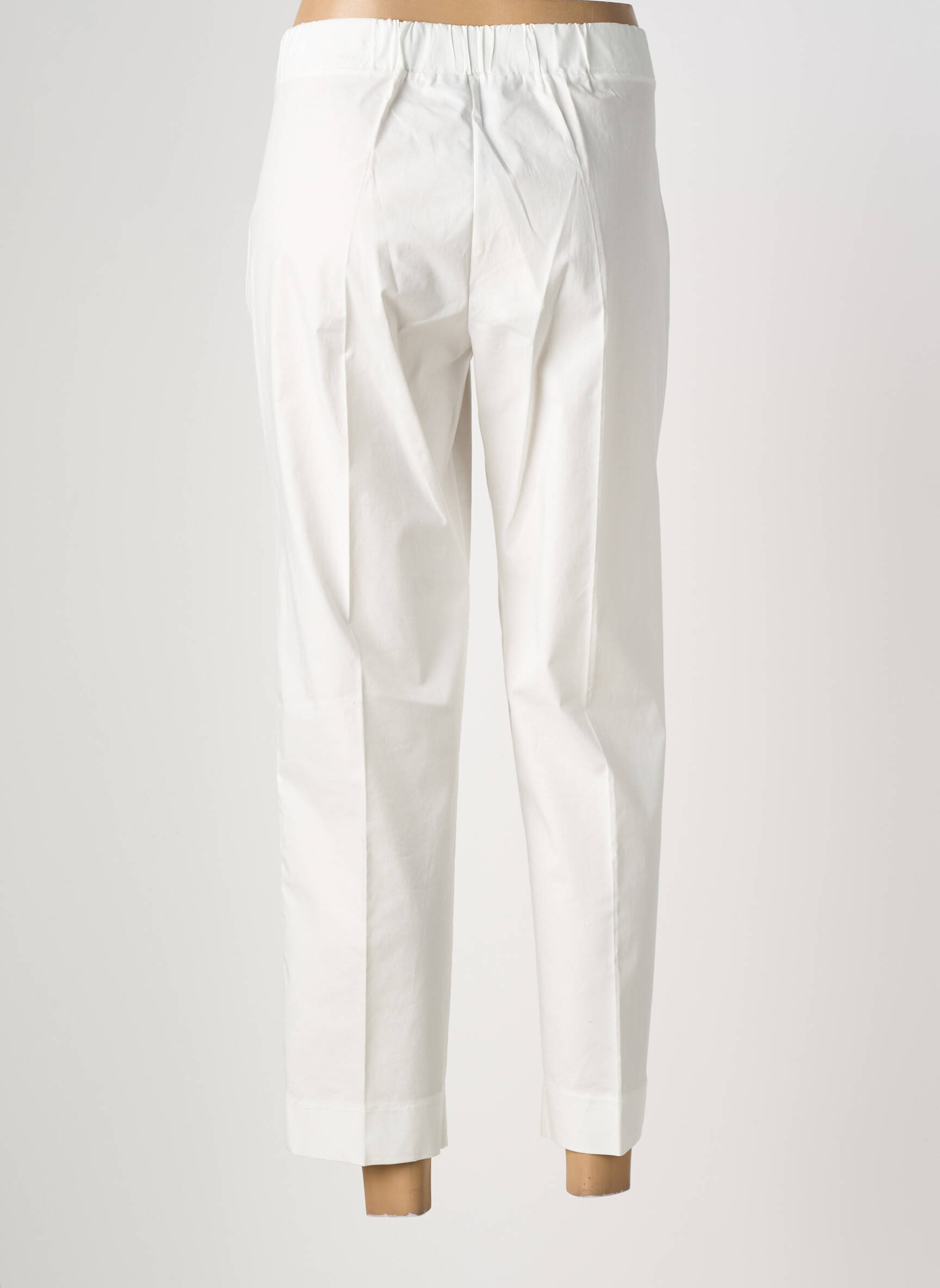 Pantalon 7/8 tissage popeline taille normale blanc MARIA BELLENTANI femme