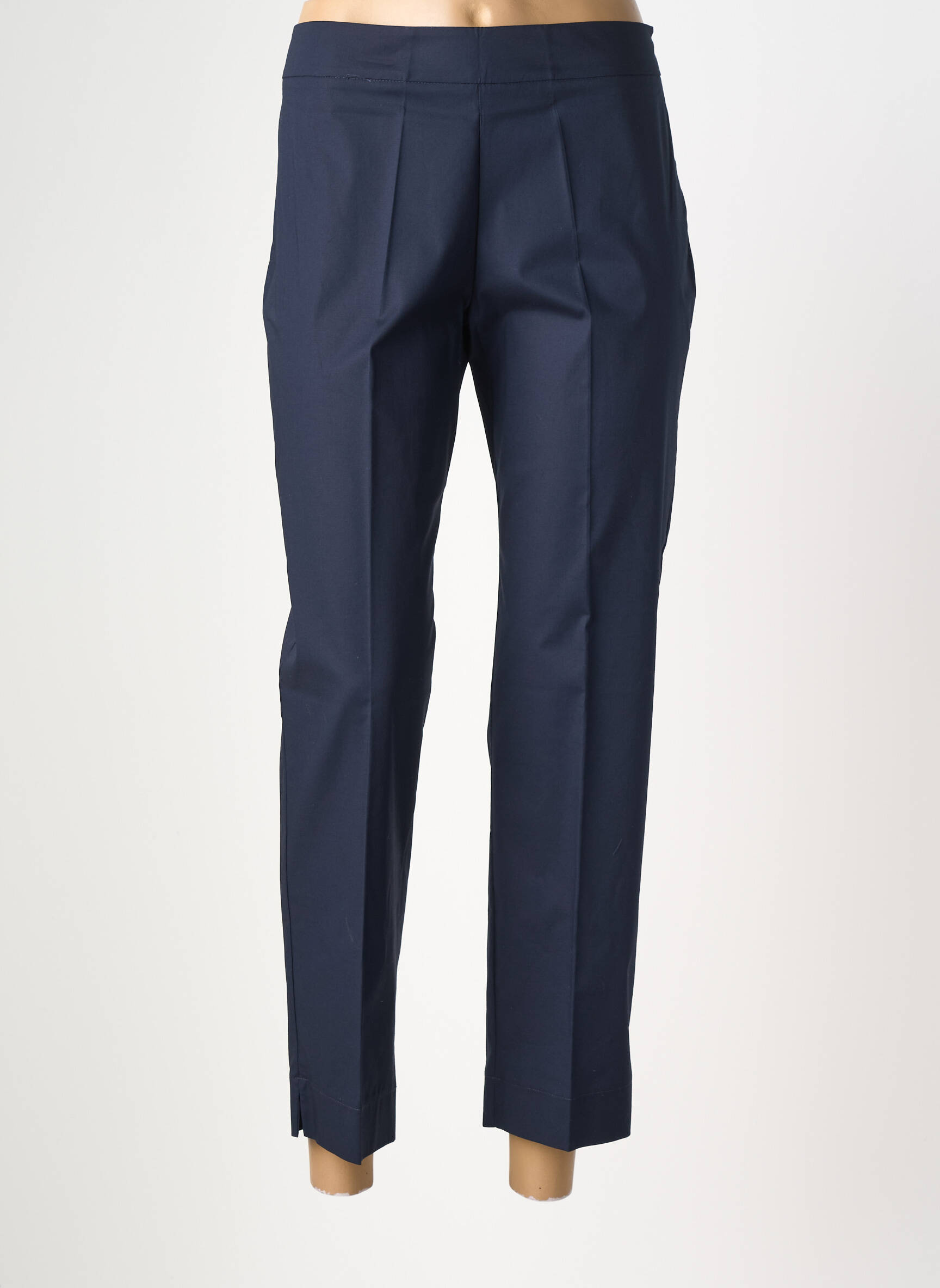 Pantalon 7/8 tissage popeline taille normale bleu MARIA BELLENTANI femme