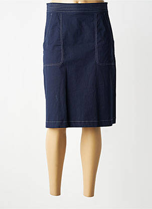 Jupe mi-longue coupe droite bleu BRUNO SAINT HILAIRE femme
