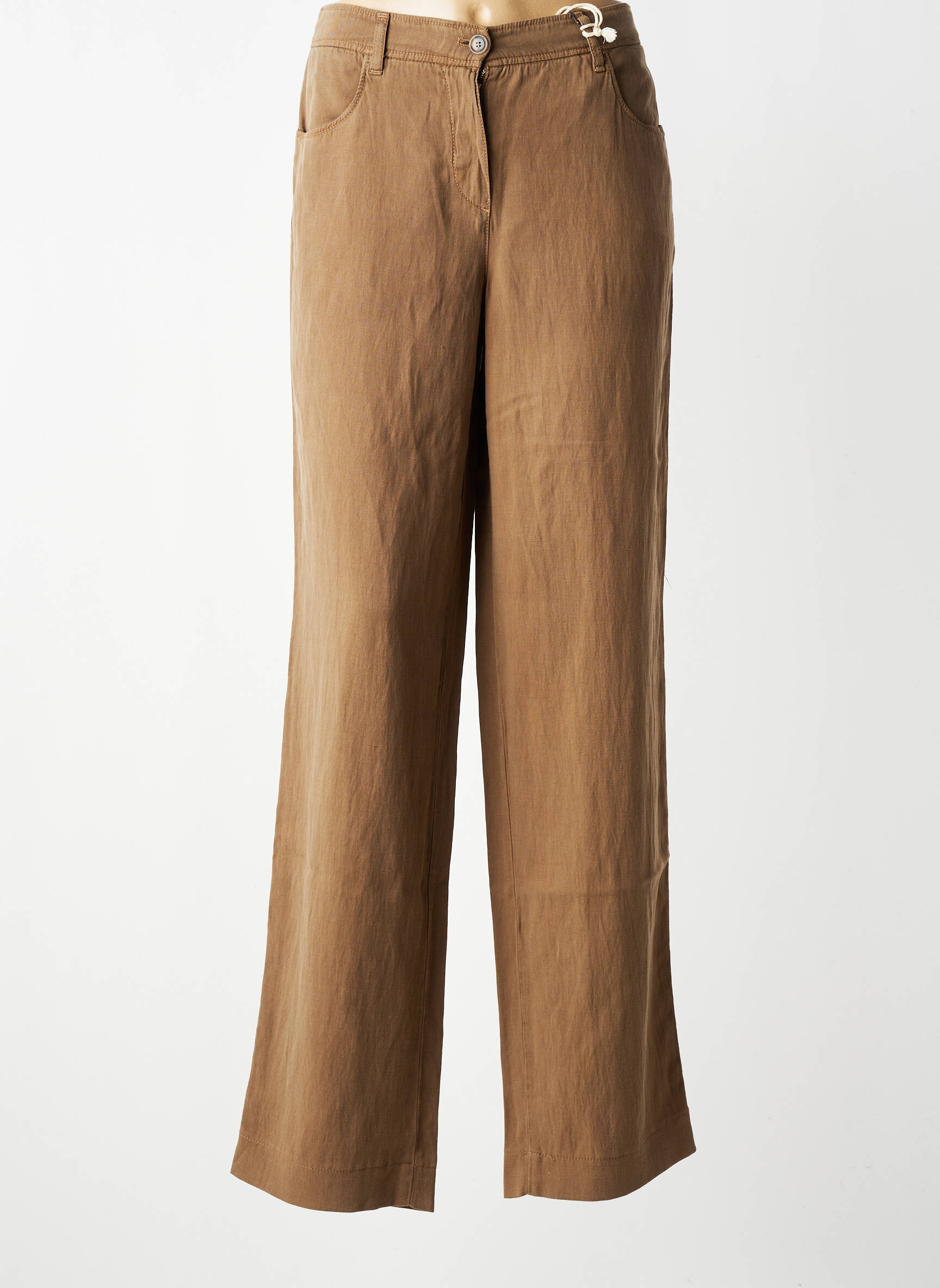 Pantalon droit tissage crêpe taille normale marron GARDEUR femme