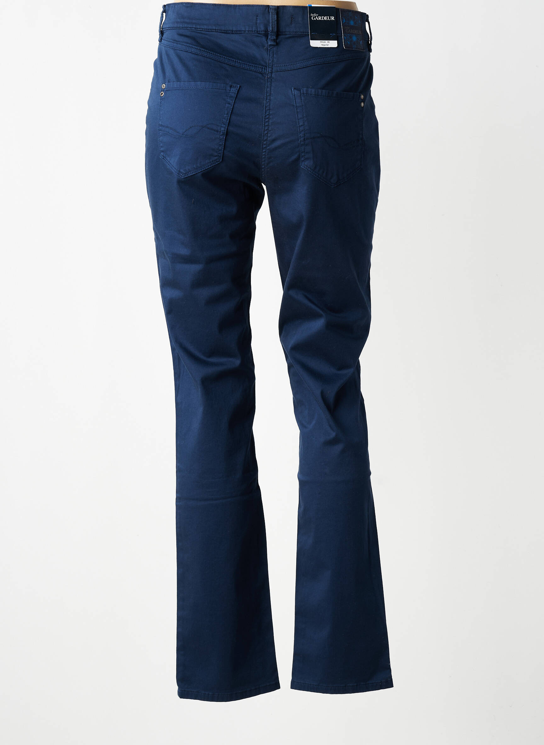 Pantalon slim tissage popeline taille normale bleu GARDEUR femme