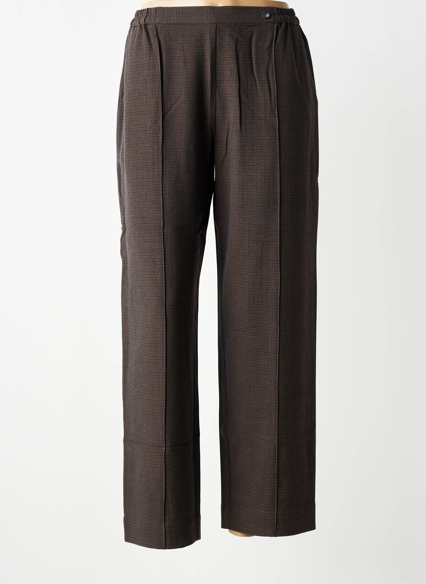 Pantalon droit tissage crêpe taille normale marron YERSE femme