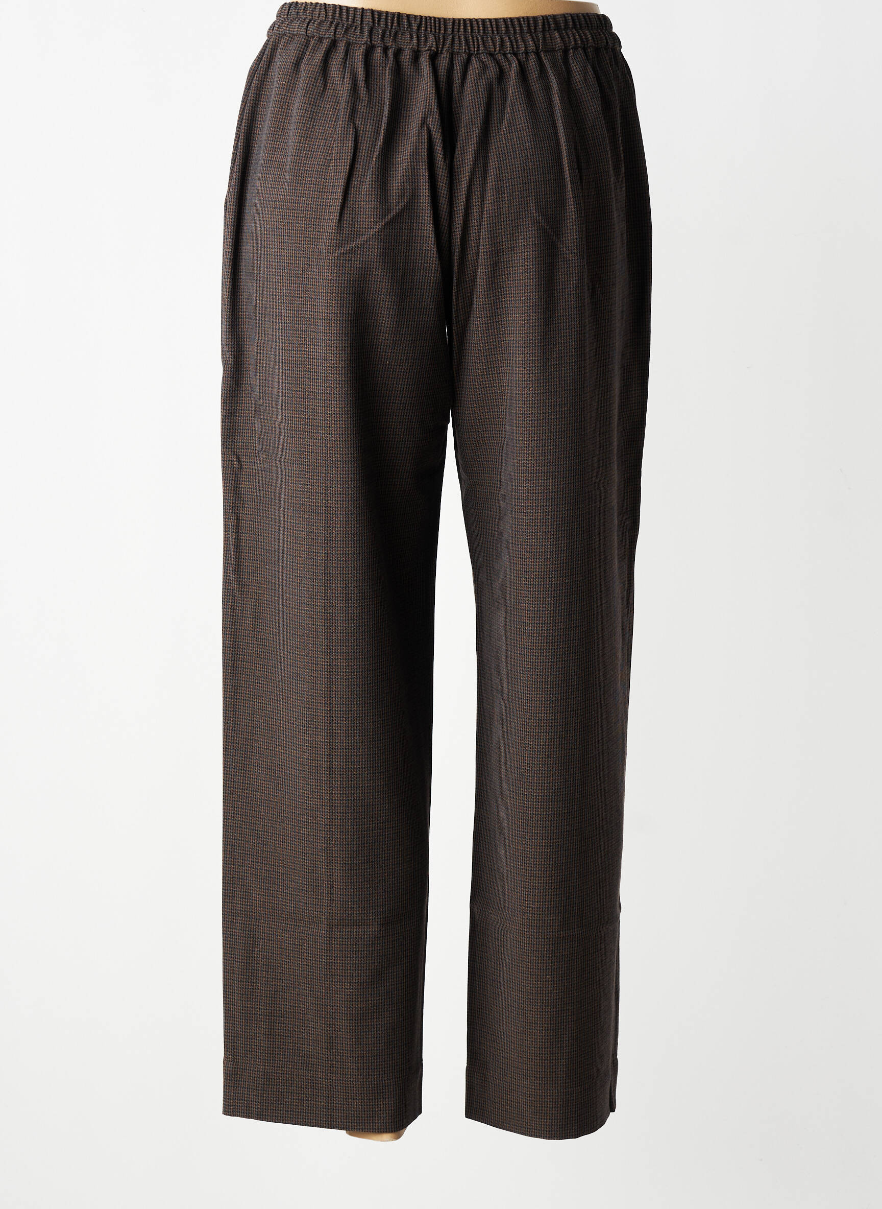 Pantalon droit tissage crêpe taille normale marron YERSE femme