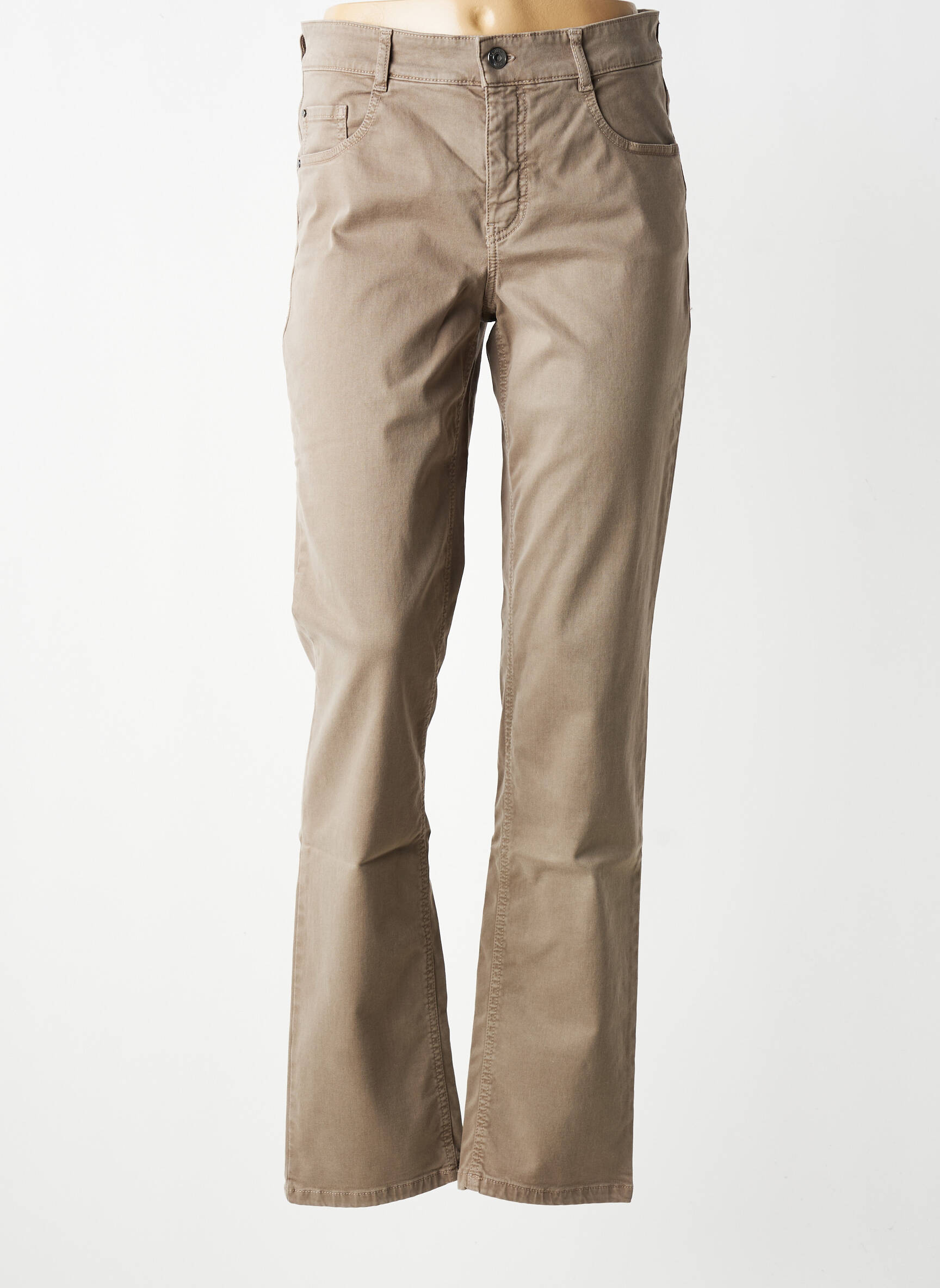 Pantalon slim tissage popeline taille normale marron GARDEUR femme