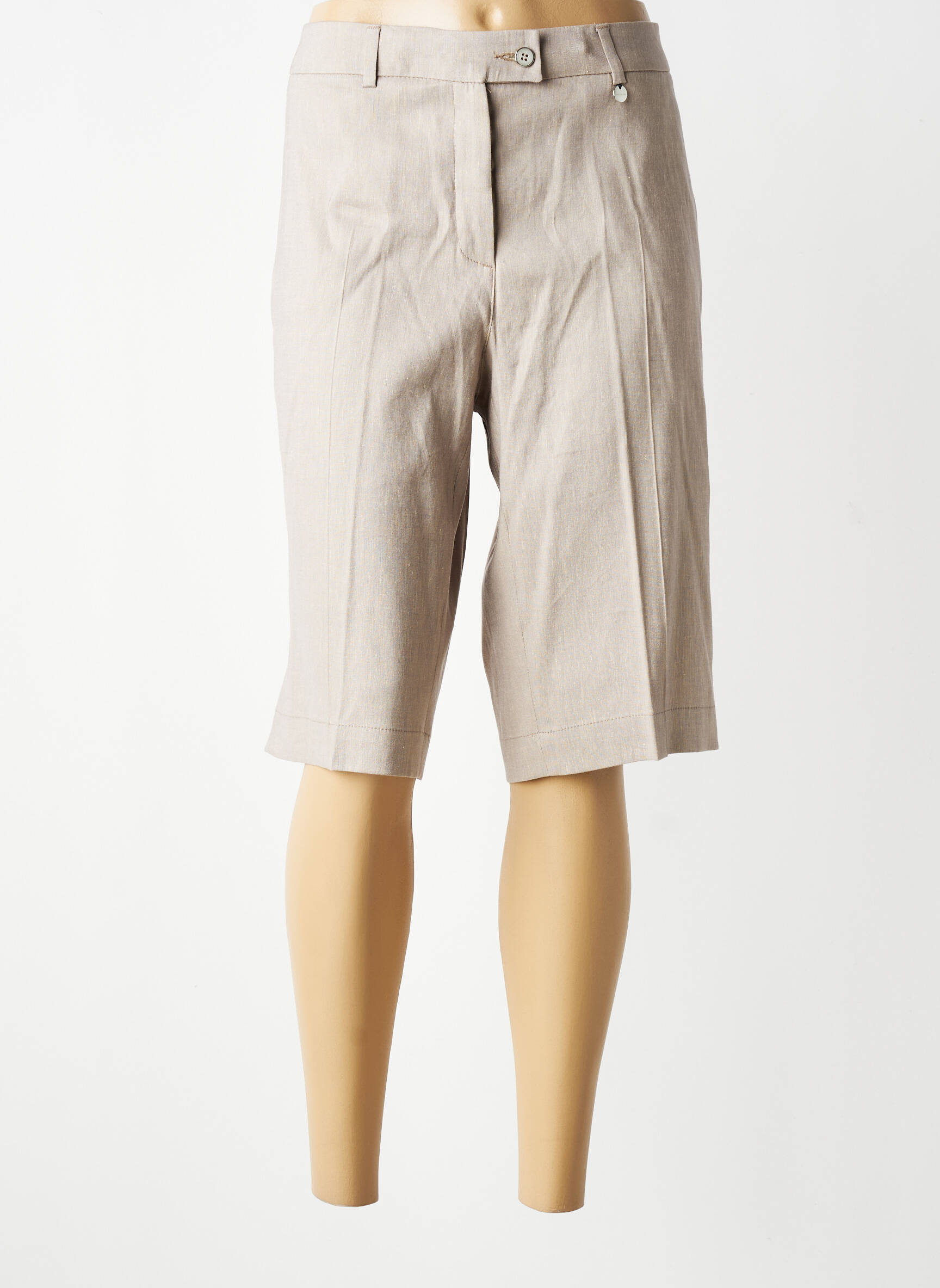 Bermuda taille élastique taille normale marron BRUNO SAINT HILAIRE femme
