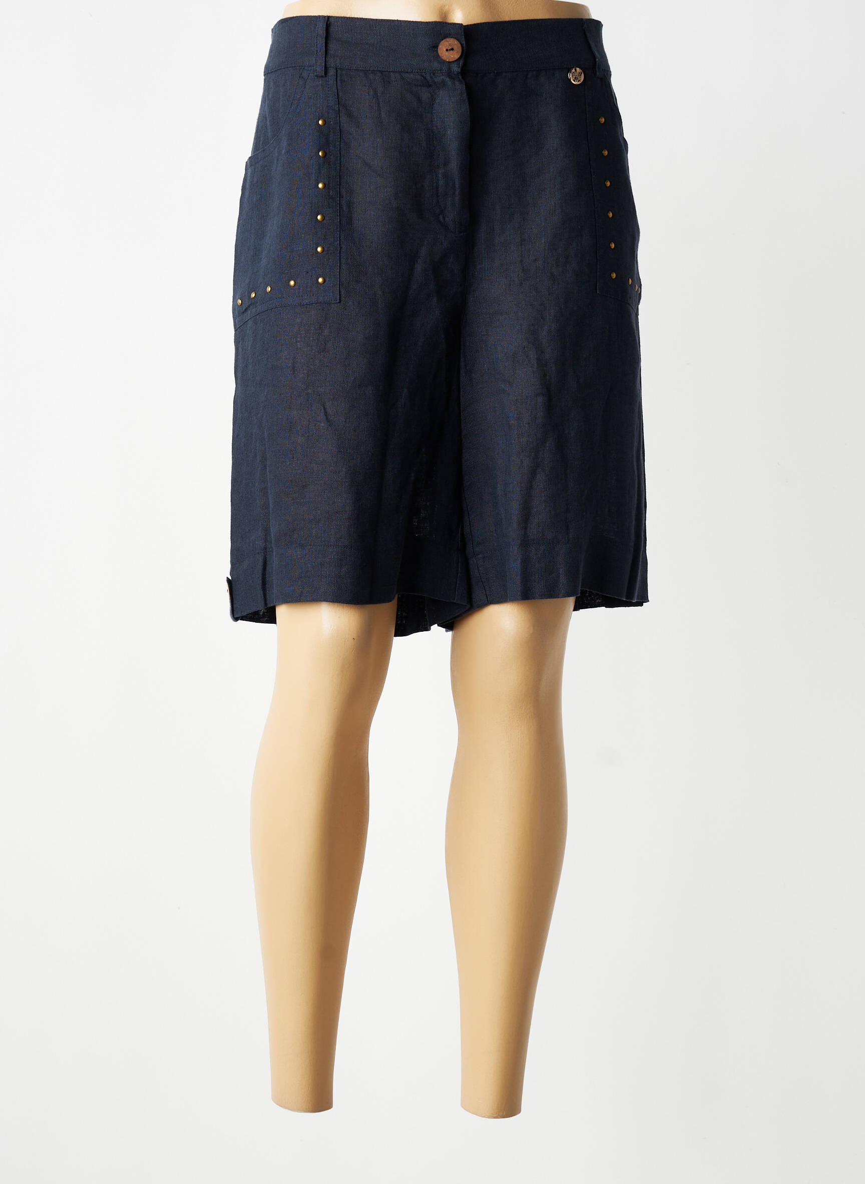Bermuda taille élastique taille normale bleu LE BOUDOIR D'EDOUARD femme