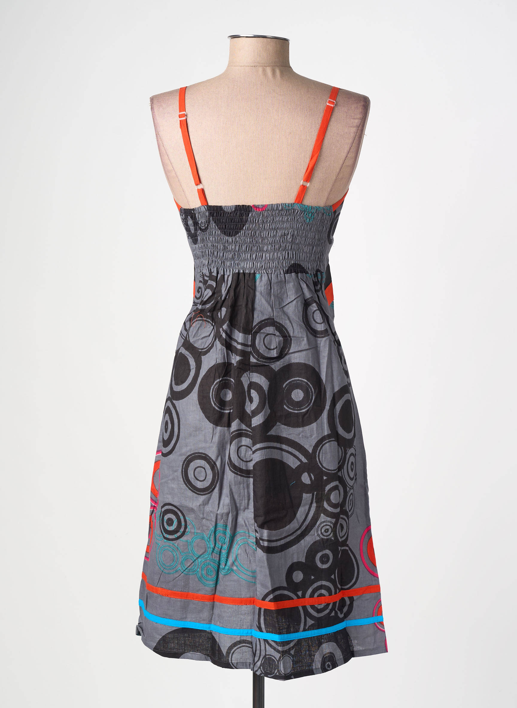 Robe mi-longue imprimé fantaisie fines bretelles gris BAMBOO'S femme