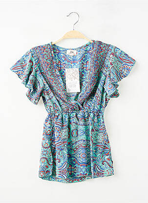 Top imprimé fantaisie manches courtes bleu SINOE BY BAMBOO'S femme