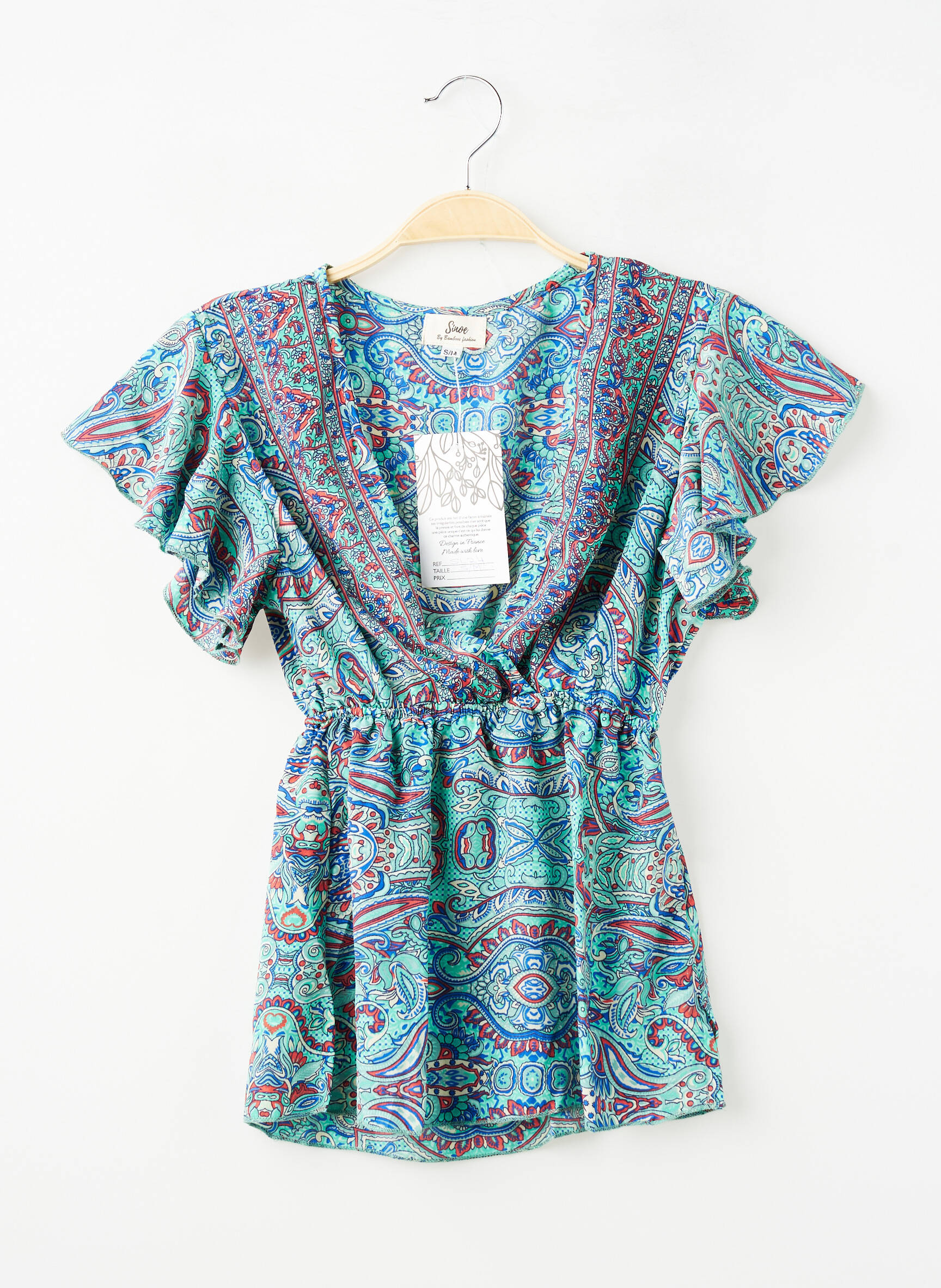 Top imprimé fantaisie manches courtes bleu SINOE BY BAMBOO'S femme